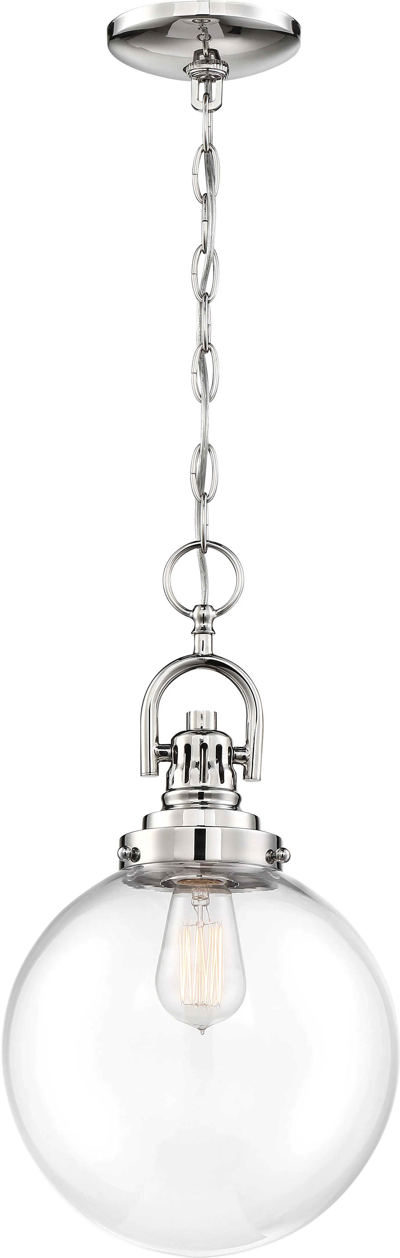 Nuvo 100W A19 Skyloft Pendants 1-Light 120v Polished Nickel & Clear Shade