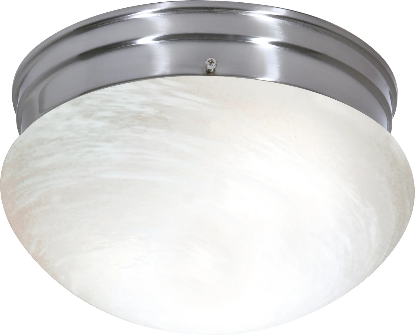 Nuvo 2-Light 10" Flush Mount w/ Medium Alabaster Mushroom in Brushed Nickel
