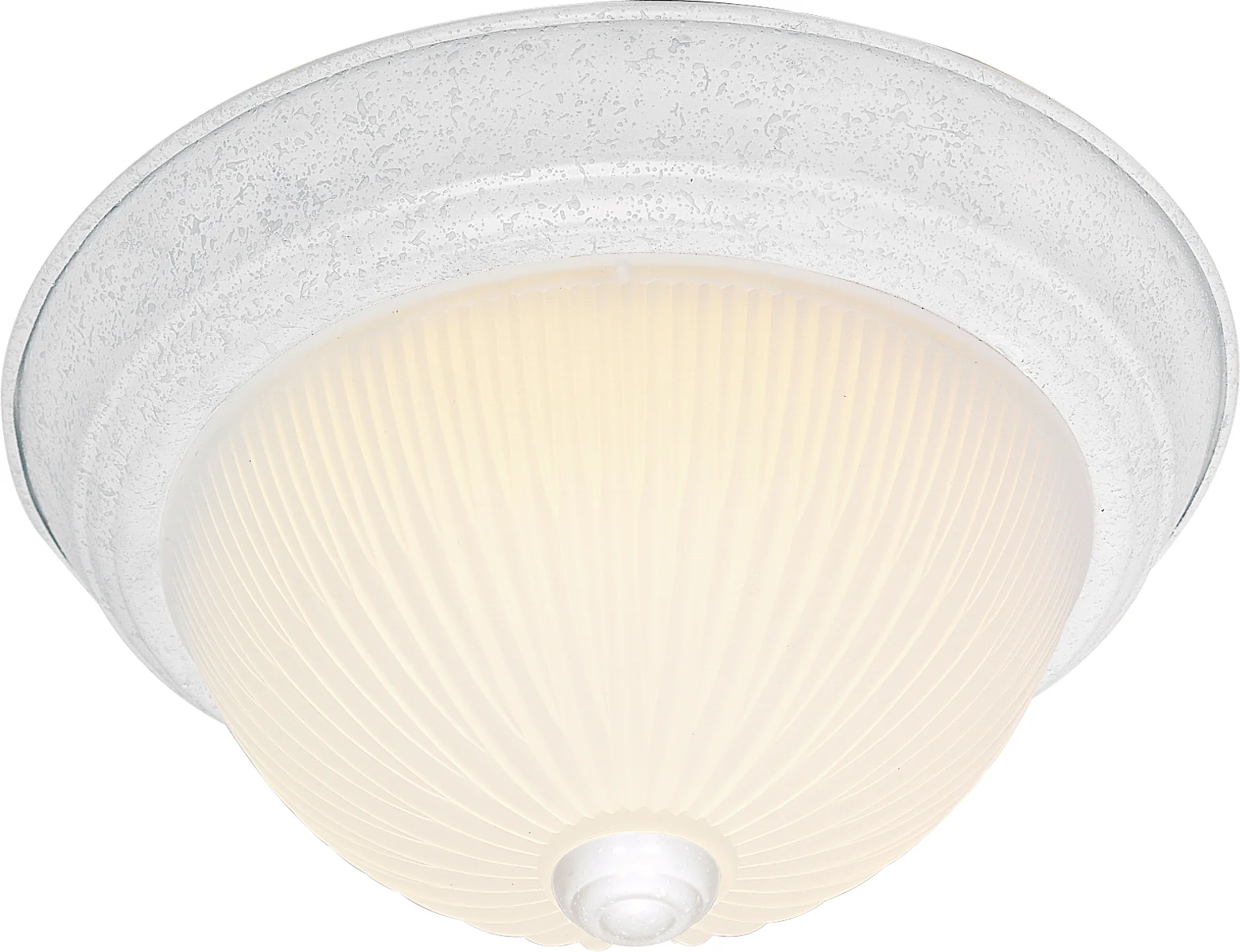 Nuvo 2-Light 11" Flush Mount w/ Frosted Ribbed in Textured White Finish