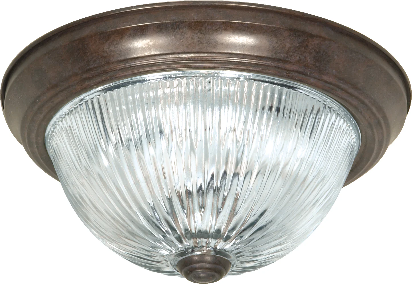 Nuvo 2-Light 13" Flush Mount w/ Clear Ribbed Glass in Old Bronze Finish