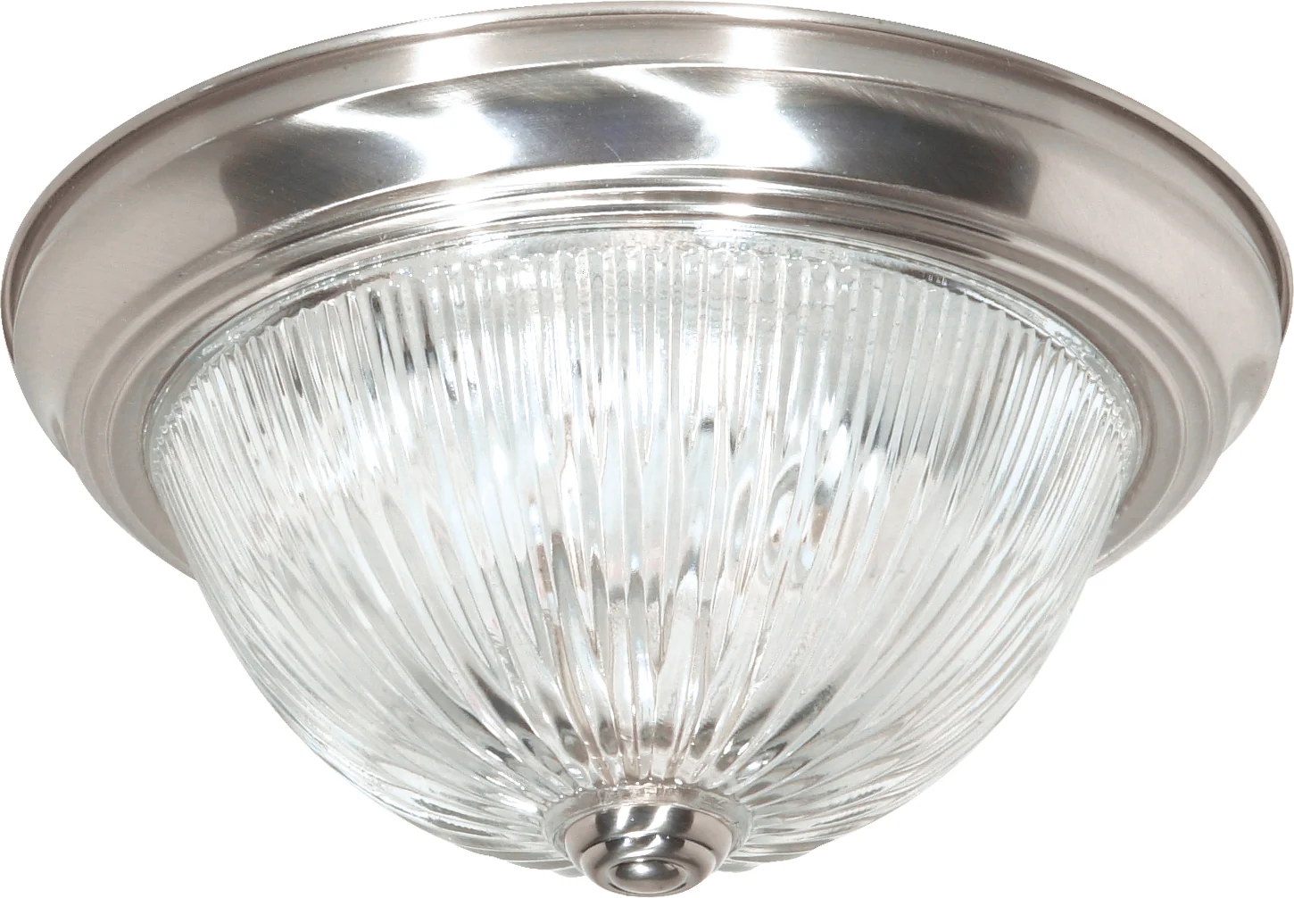 Nuvo 3-Light 15" Flush Mount w/ Clear Ribbed Glass in Brushed Nickel Finish