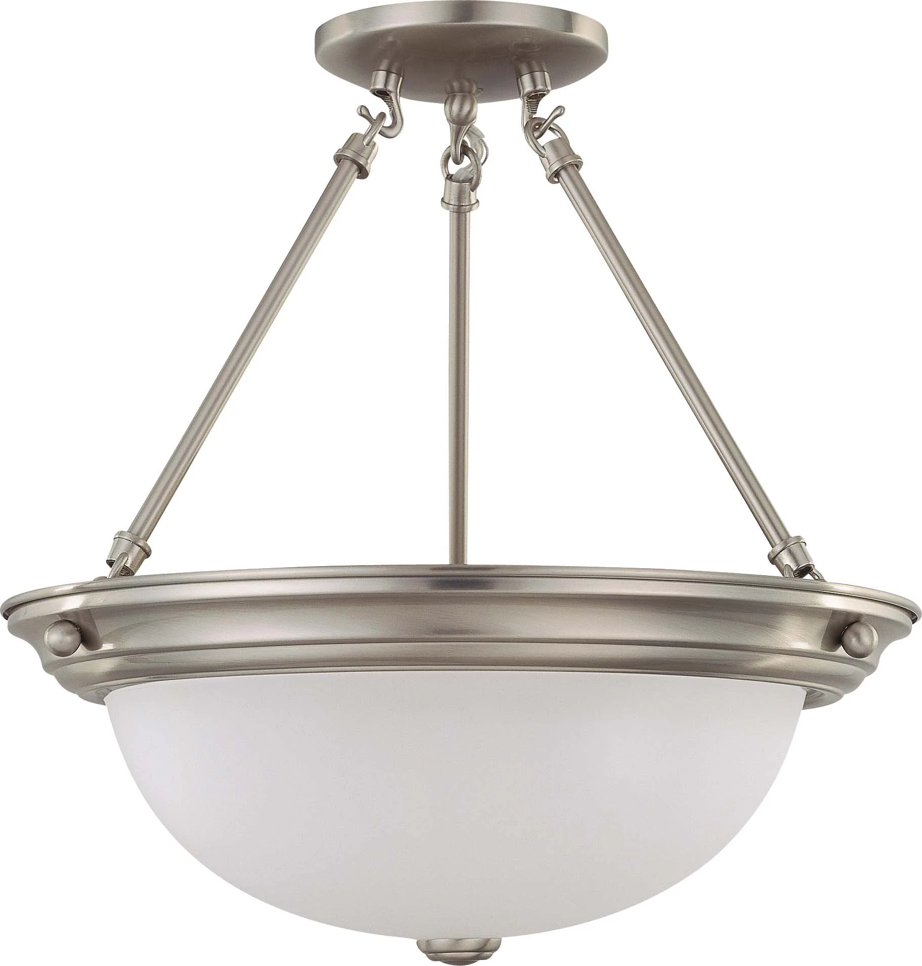 Nuvo 3 Light 15 inch Semi-Flush w/ Frosted White Glass
