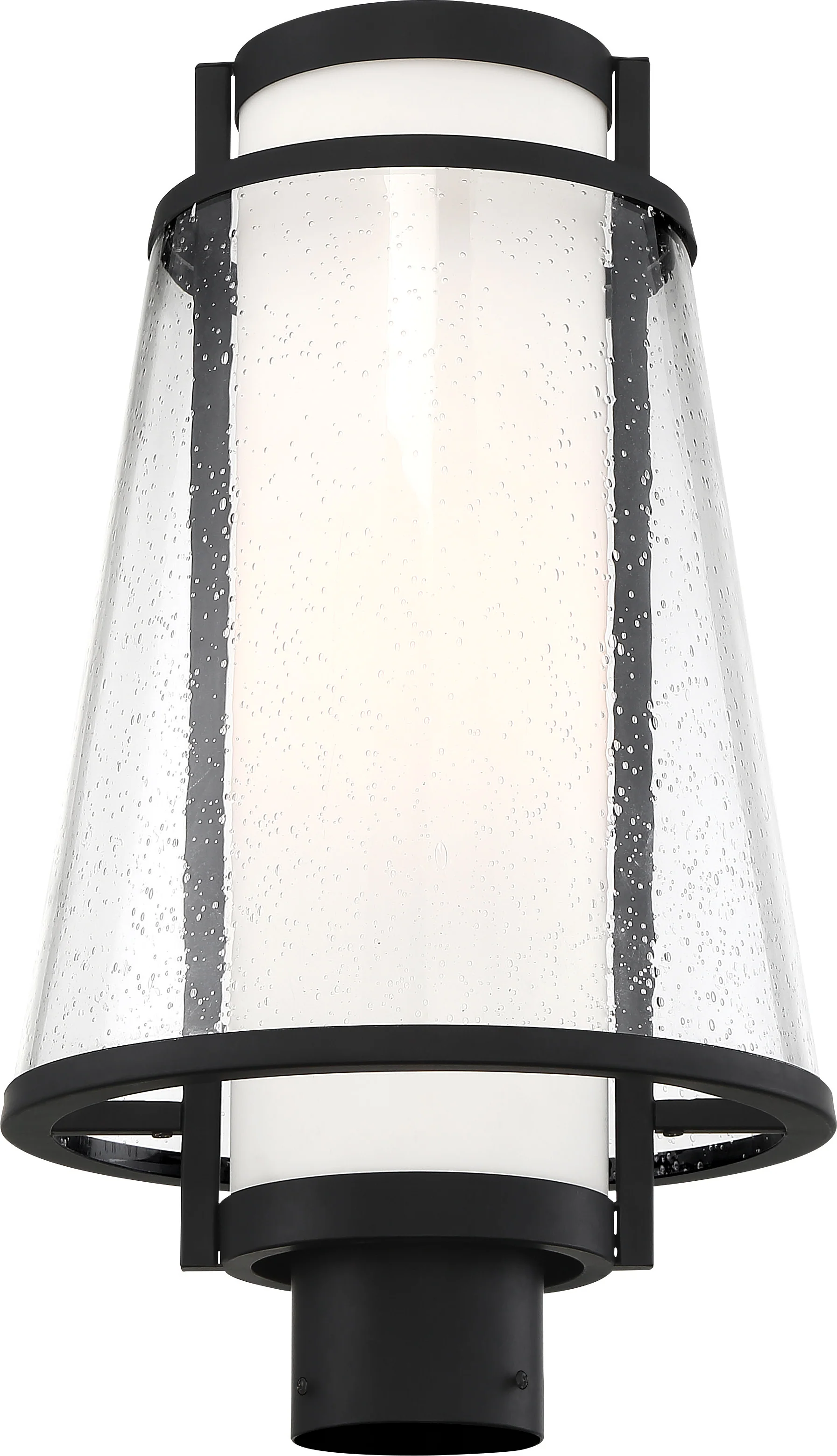 Nuvo Anau 1-Light Post Lantern w/ Etched Opal Clear Glass in Matte Black Finish