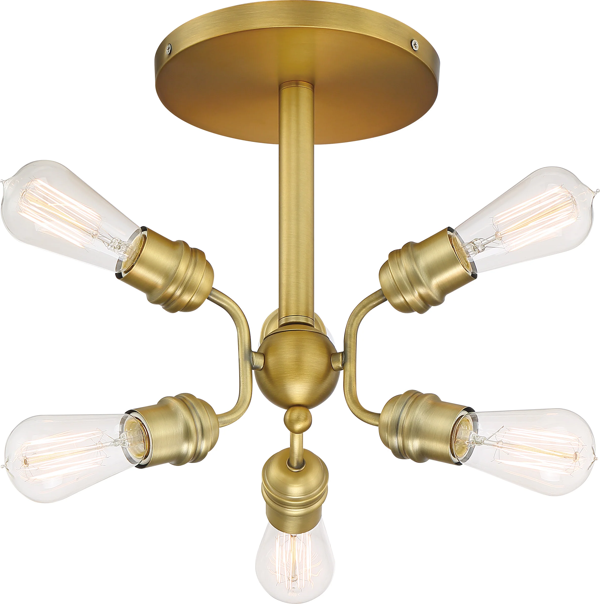Nuvo 60w A19 Faraday Close-To-Ceiling Semi Flush 120v Brushed Brass finish