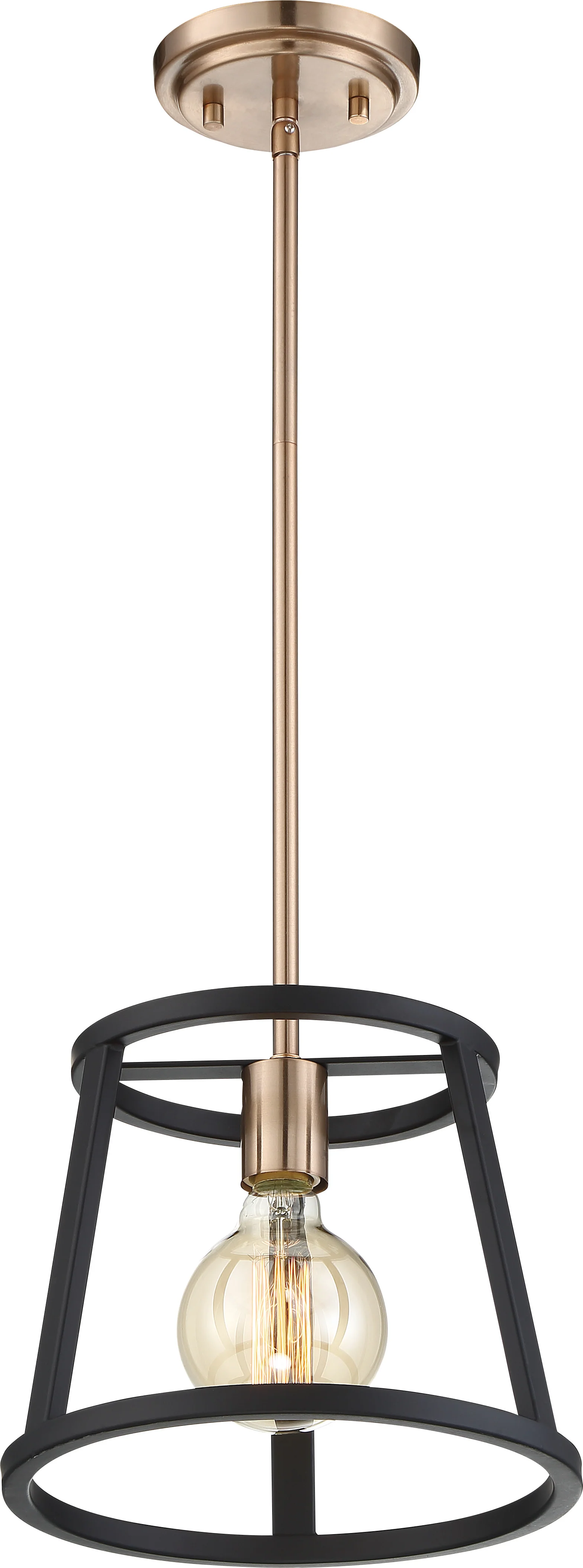 Nuvo 60w G25 Chassis Mini Pendants 120v Copper Brushed Brass Matte Black finish