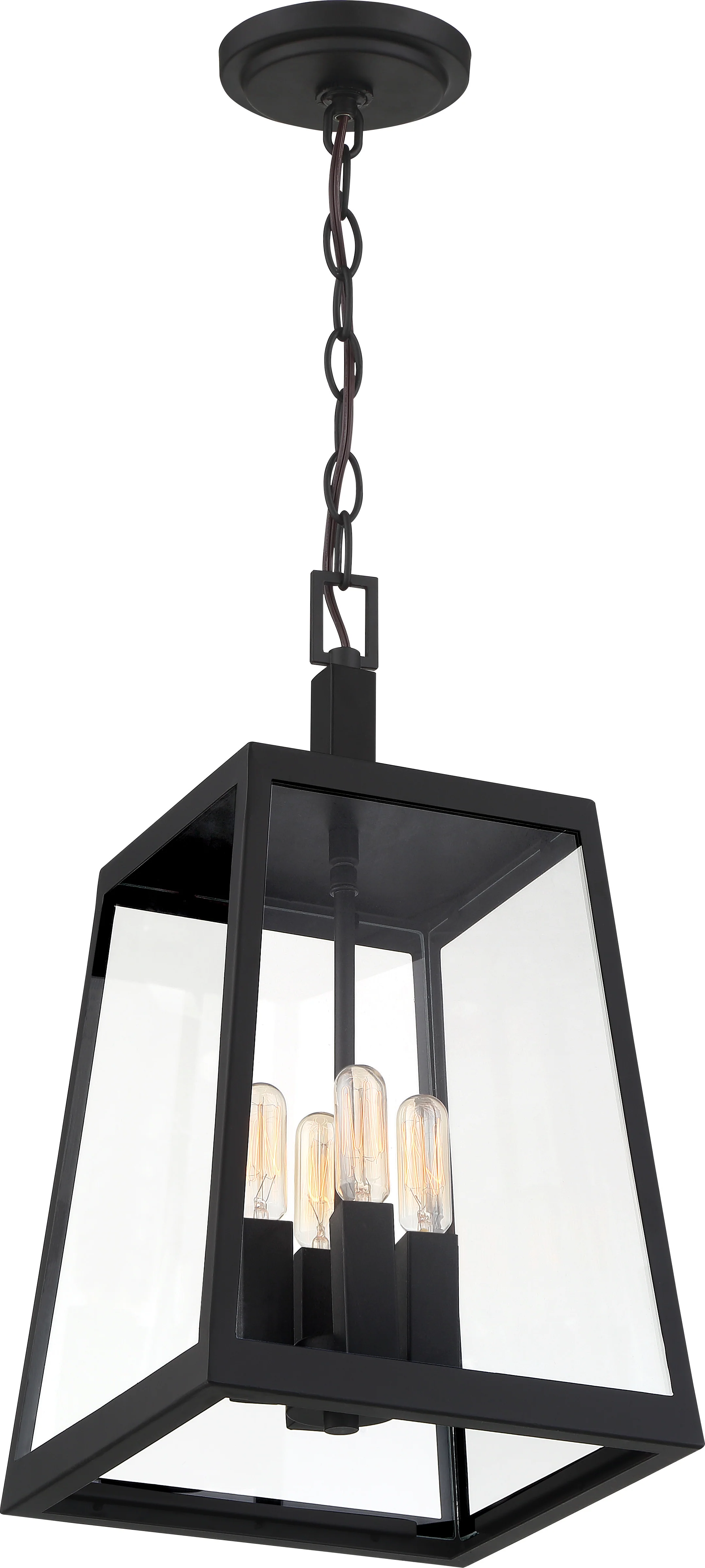 Nuvo Halifax 4-Light Hanging Lantern w/ Clear Glass in Matte Black Finish