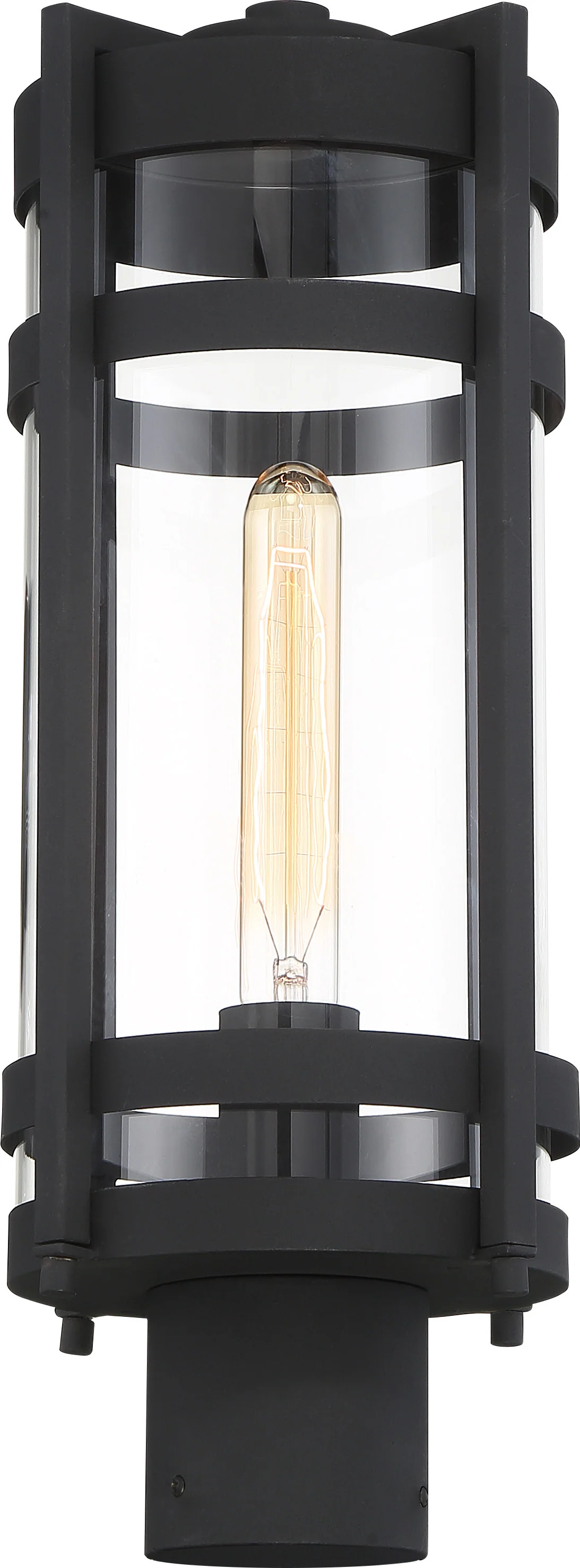 Nuvo Tofino 1-Light Post Lantern w/ Clear Seeded Glass in Textured Black
