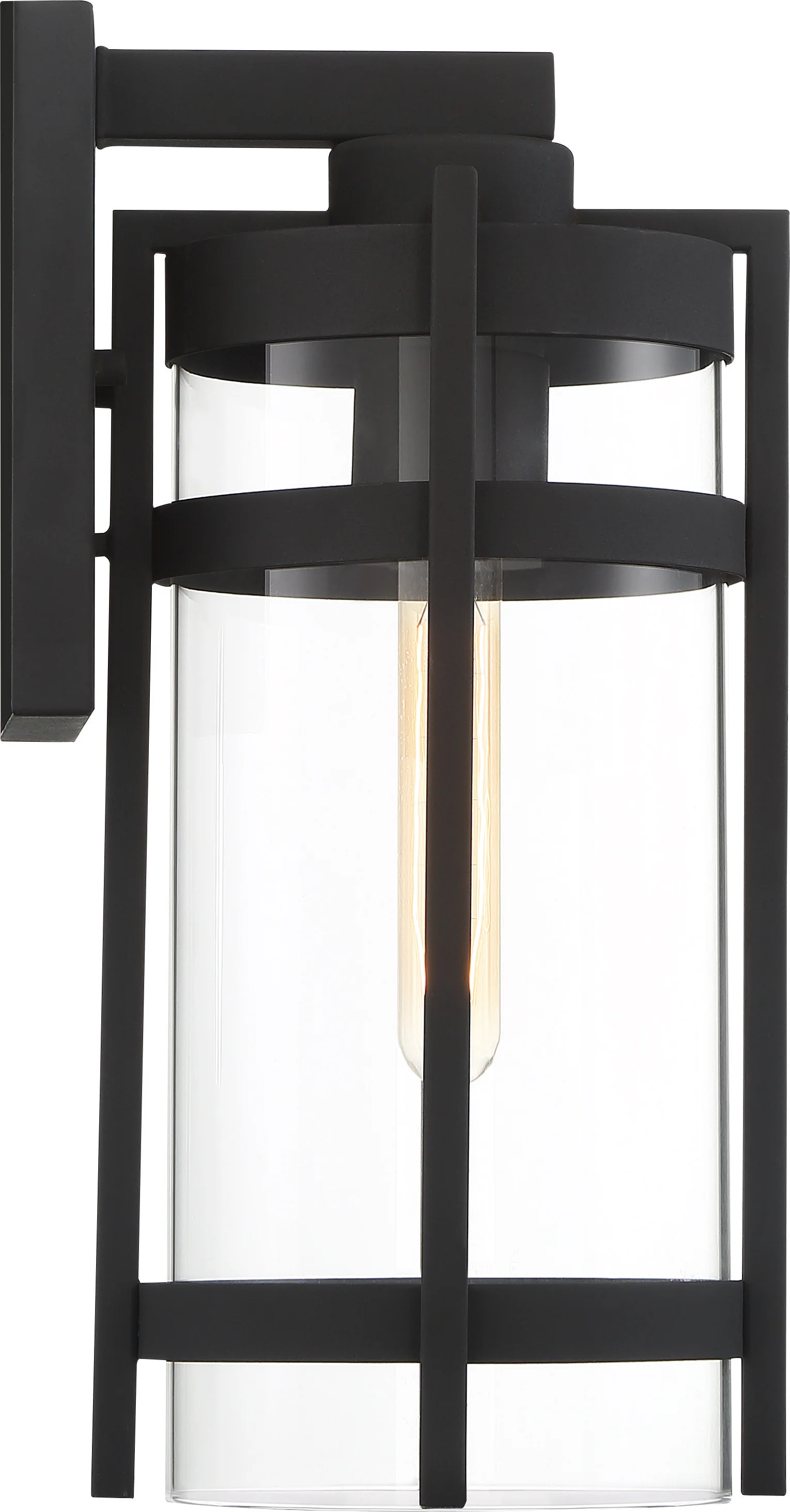 Nuvo Tofino 1-Light Large Wall Lantern w/ Clear Seeded Glass in Textured Black