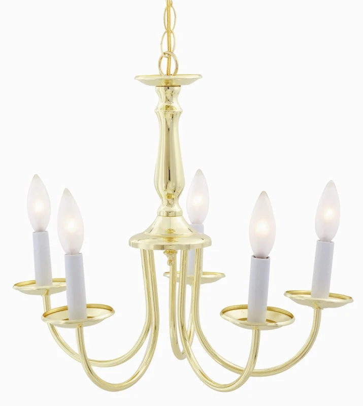 Nuvo 76-280 Five Light 18" Chandelier with Polished Brass