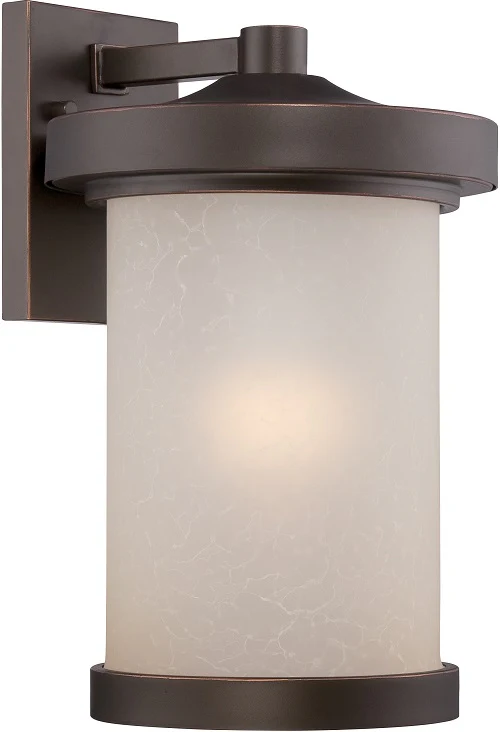 Nuvo 9 inch Diego LED Outdoor Wall Bronze Light Pendant Satin Amber Glass