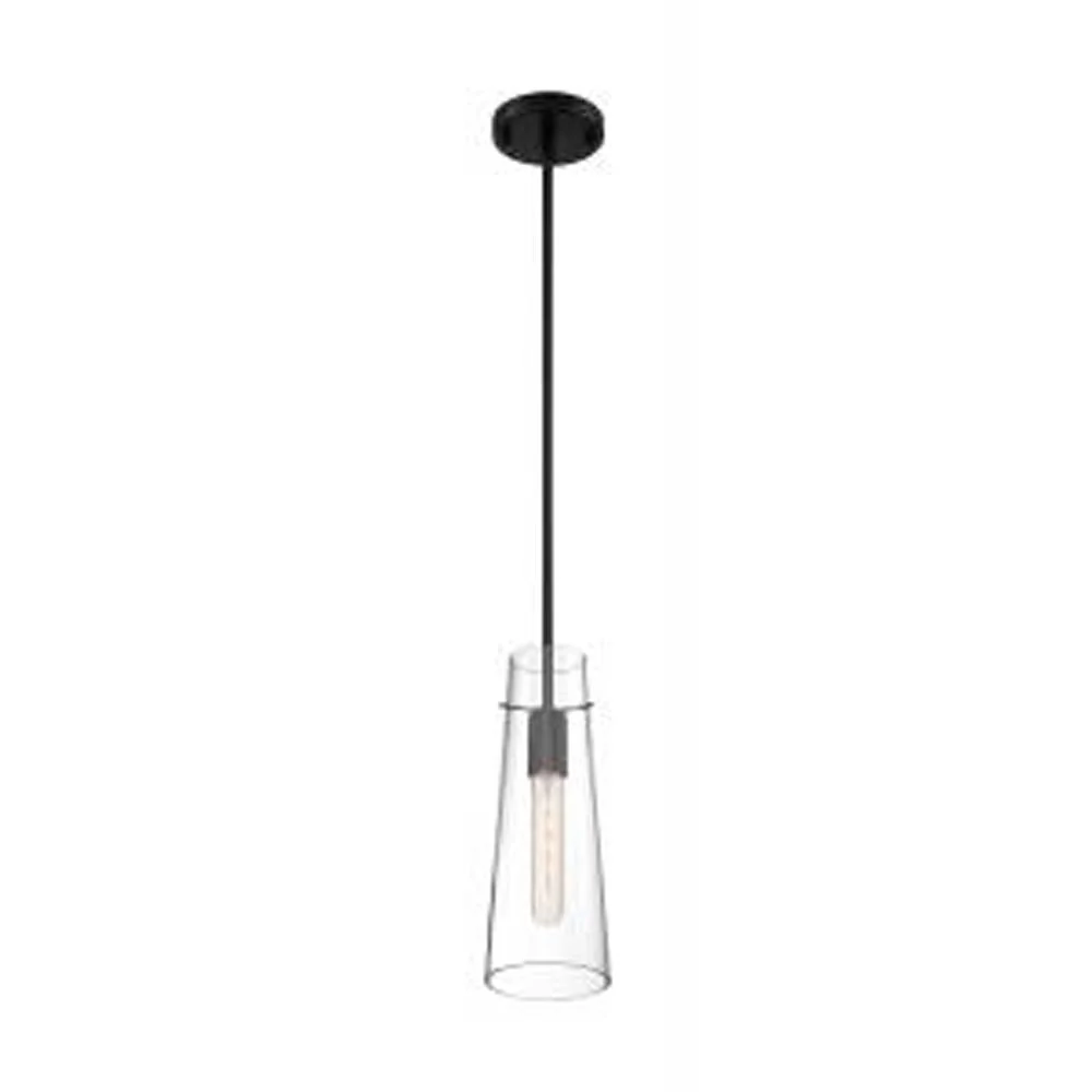Nuvo Alondra 1-Light 4" Mini Pendant w/ Clear Glass in Black Finish