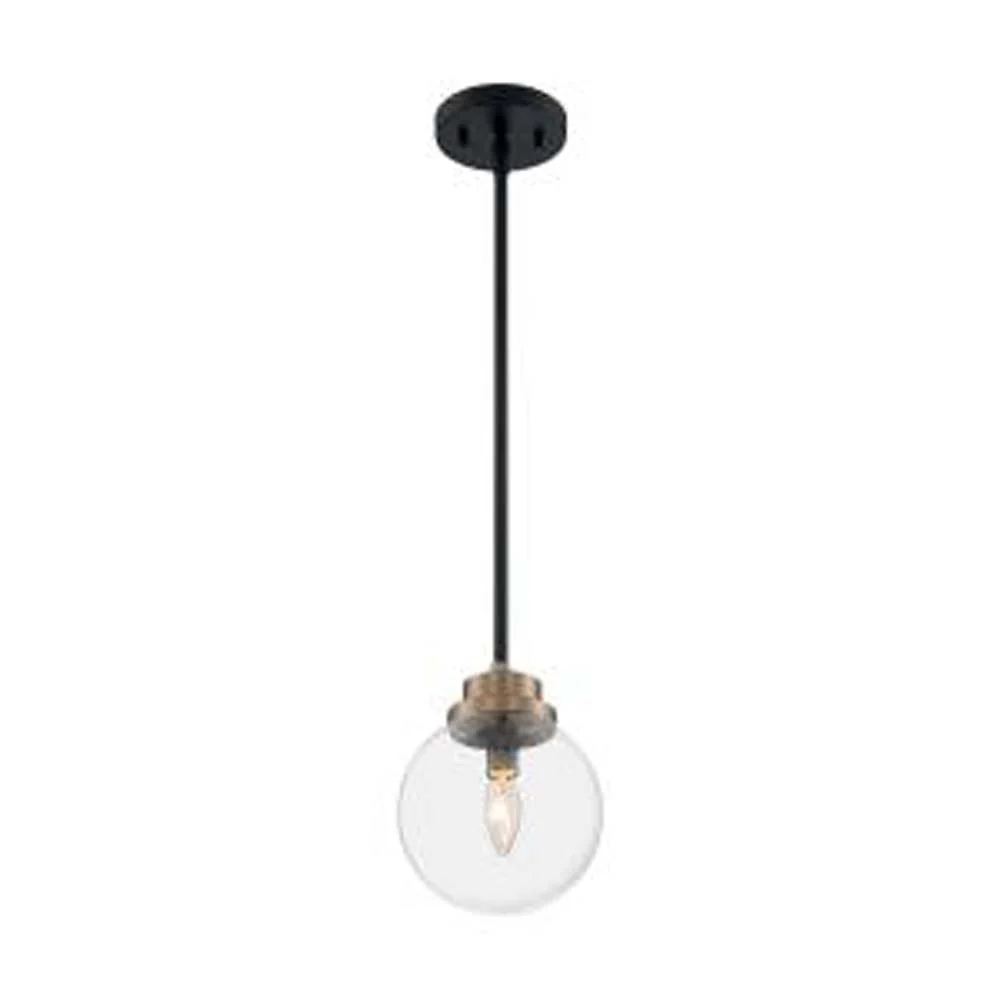 Nuvo Axis 1-Light Pendant w/ Clear Glass in Brass Accents Finish