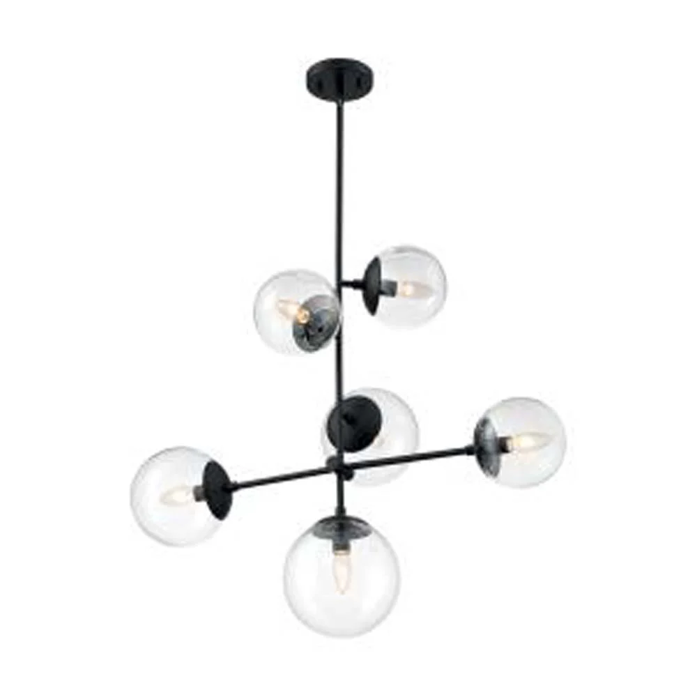 Nuvo Axis 1-Light Pendant w/ Clear Glass in Matte Black & Brass Accents Finish
