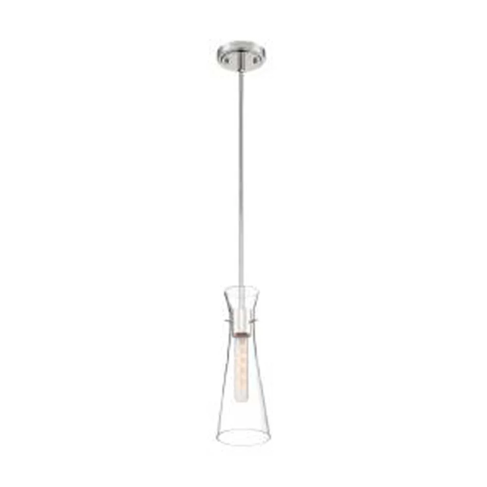 Nuvo Bahari 1-Light 4" Mini Pendant w/ Clear Glass in Polished Nickel Finish