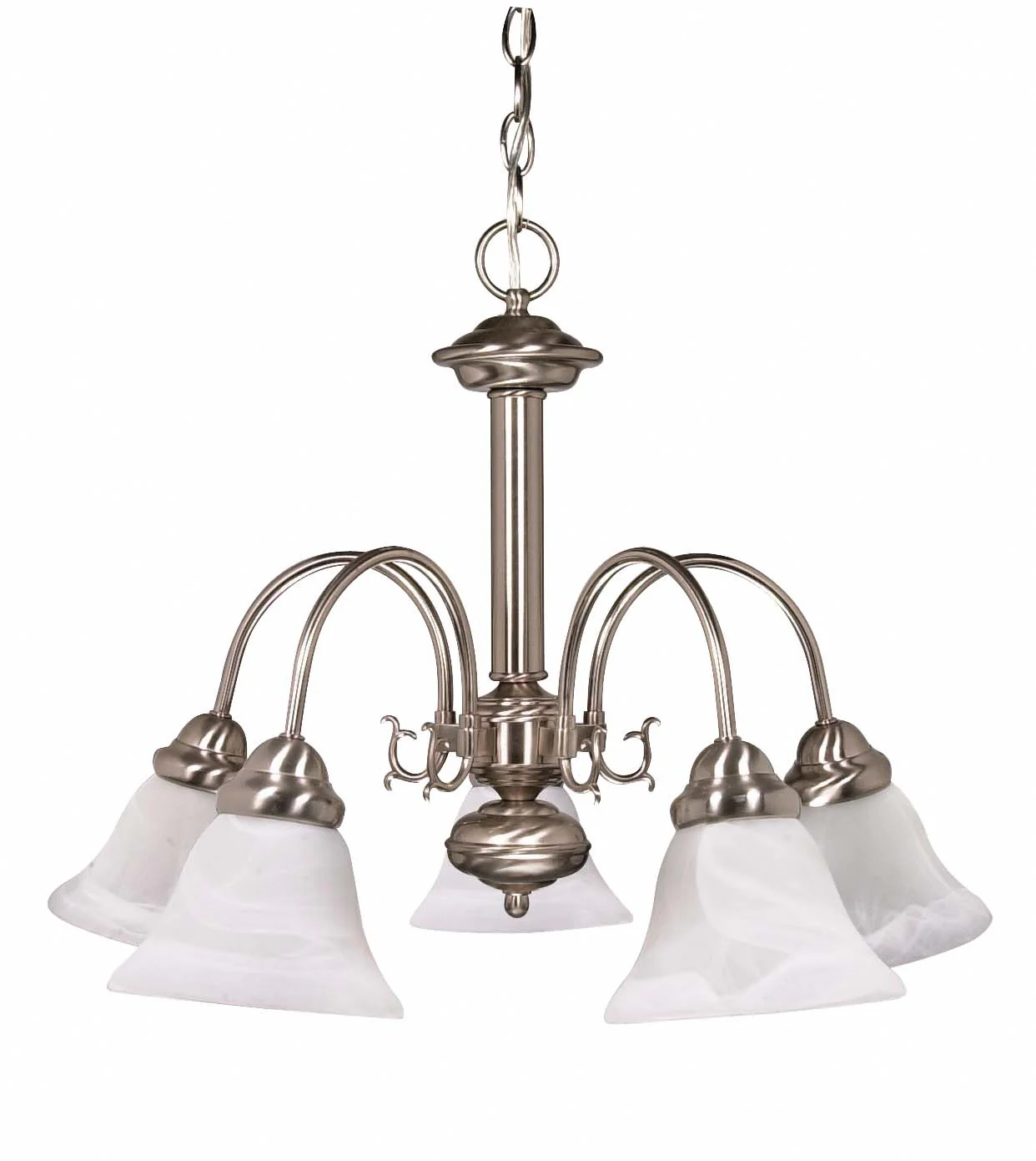 Nuvo Ballerina - 5 Light - 24 inch - Chandelier - w/ Alabaster Glass Bell Shades