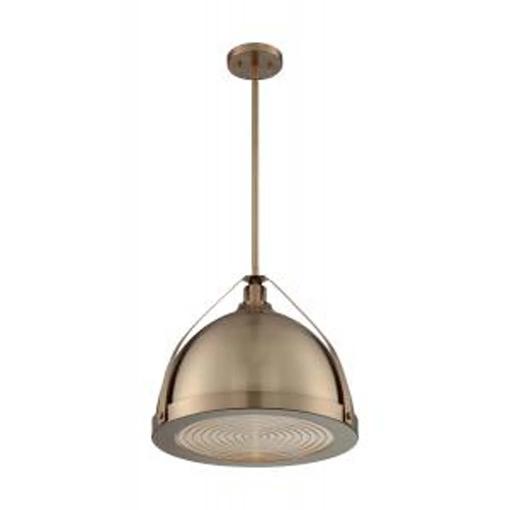 Nuvo Barbett 1-Light Large Pendant w/ Fresnel Glass in Burnished Brass Finish