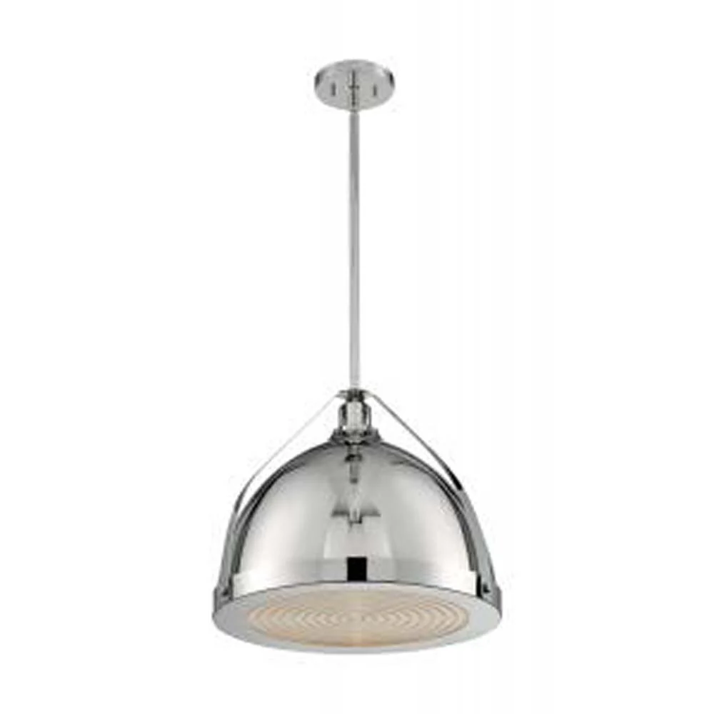 Nuvo Barbett 1-Light Large Pendant w/ Fresnel Glass in Polished Nickel Finish