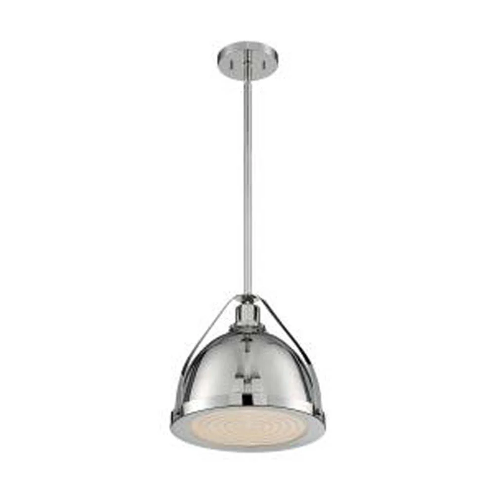 Nuvo Barbett 1-Light Medium Pendant w/ Fresnel Glass in Polished Nickel Finish