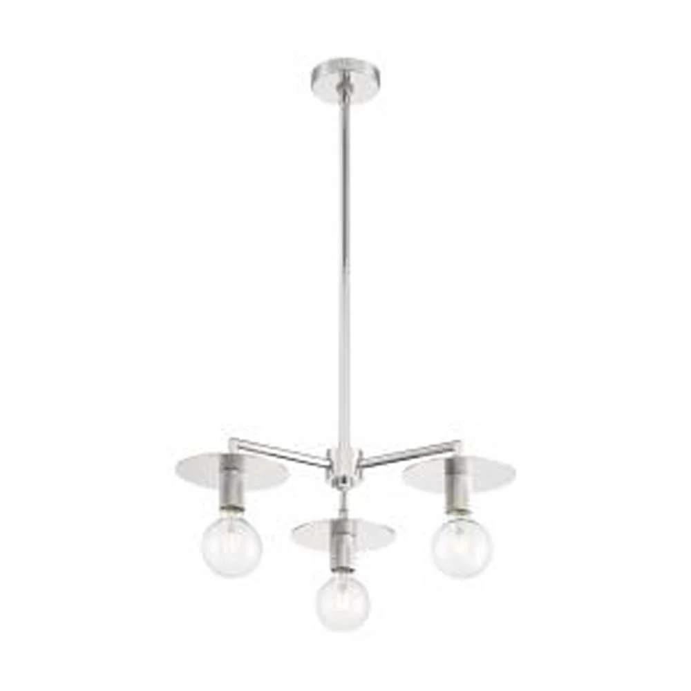 Nuvo Bizet 3-Light Chandelier w/ Polished Nickel Finish