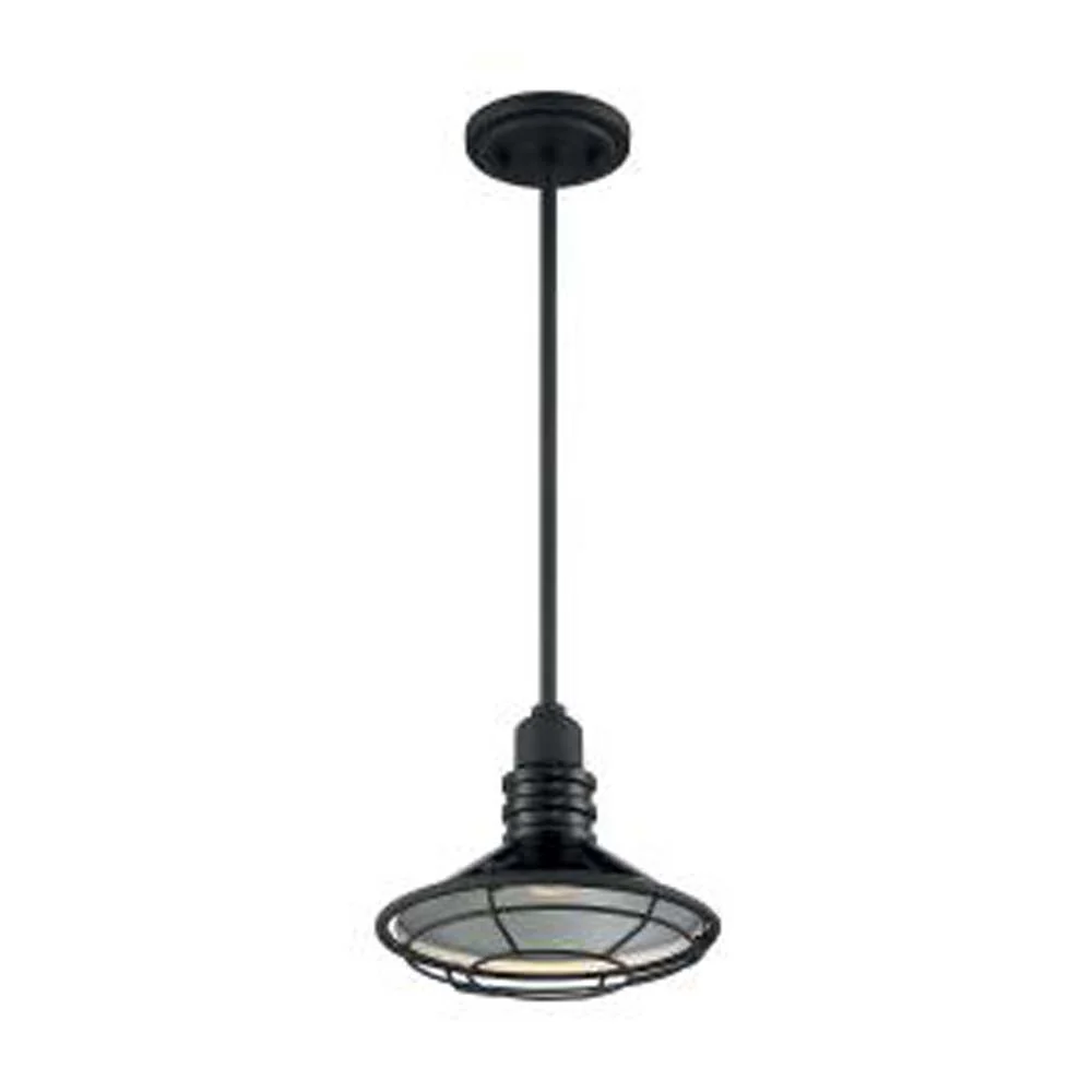 Nuvo Blue Harbor 1-Light 9.75" Pendant w/ Black & Silver & Black Accents Finish