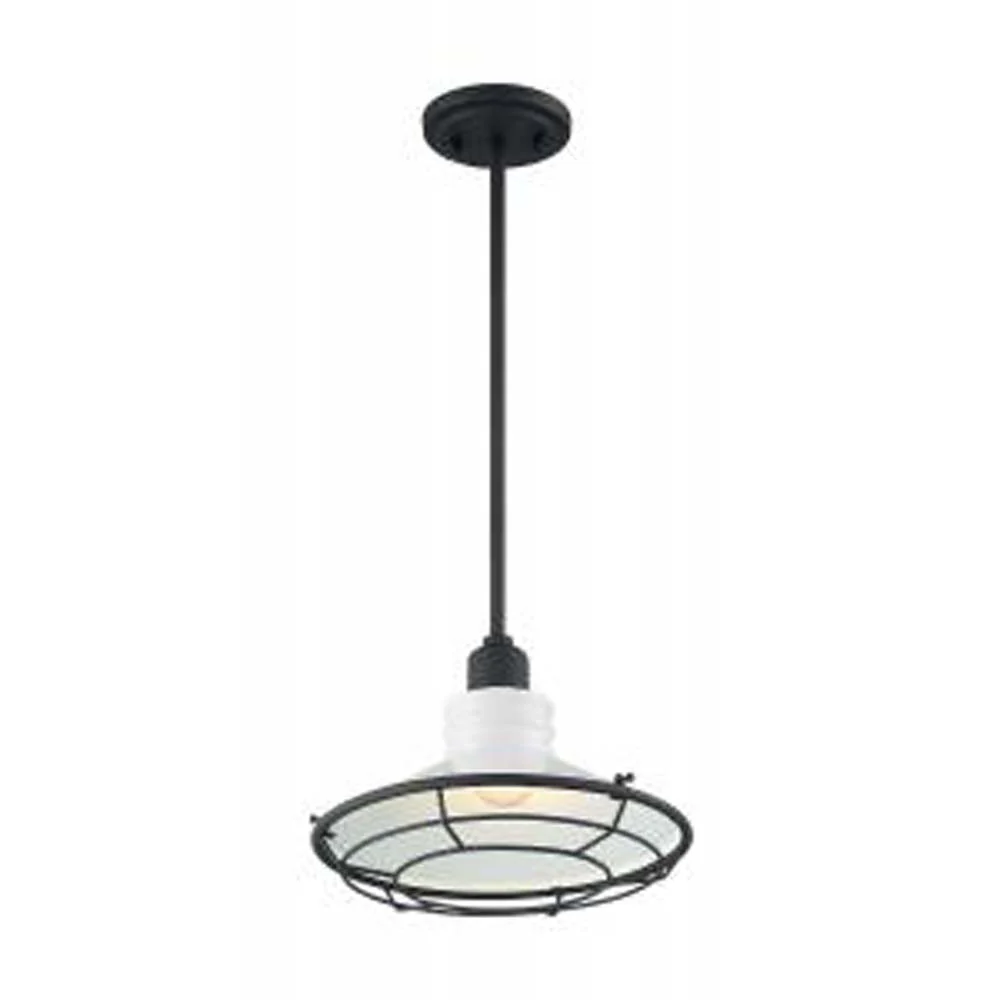 Nuvo Blue Harbor 1-Light Pendant w/ Gloss White & Black Accents Finish