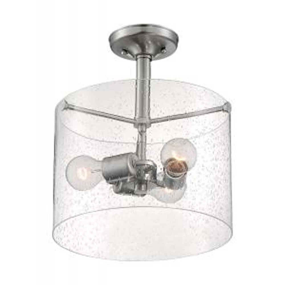 Nuvo Bransel 3-Light Semi Flush w/ Seeded Glass in Brushed Nickel Finish