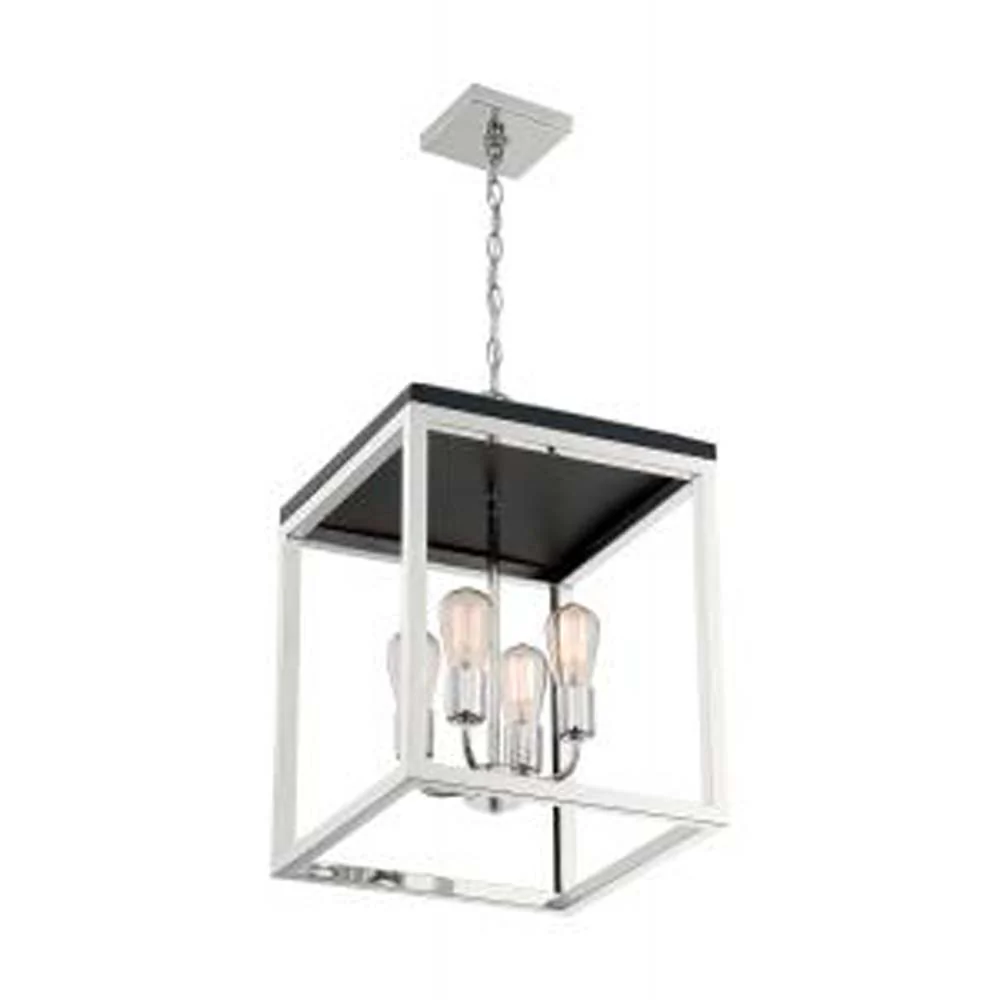 Nuvo Cakewalk 4-Light Pendant w/ Polished Nickel & Black Accents Finish