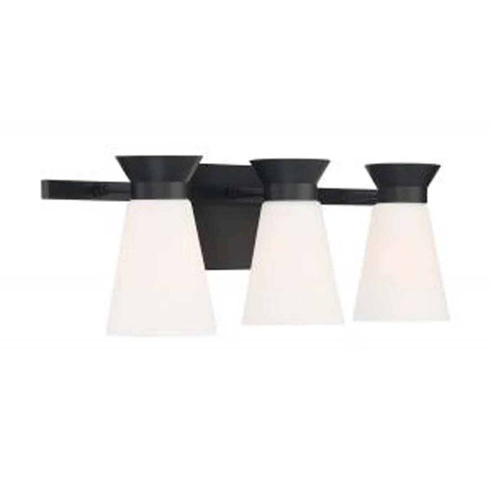 Nuvo Caleta 3-Light Sconce w/ Cylindrical Glass in Black Finish