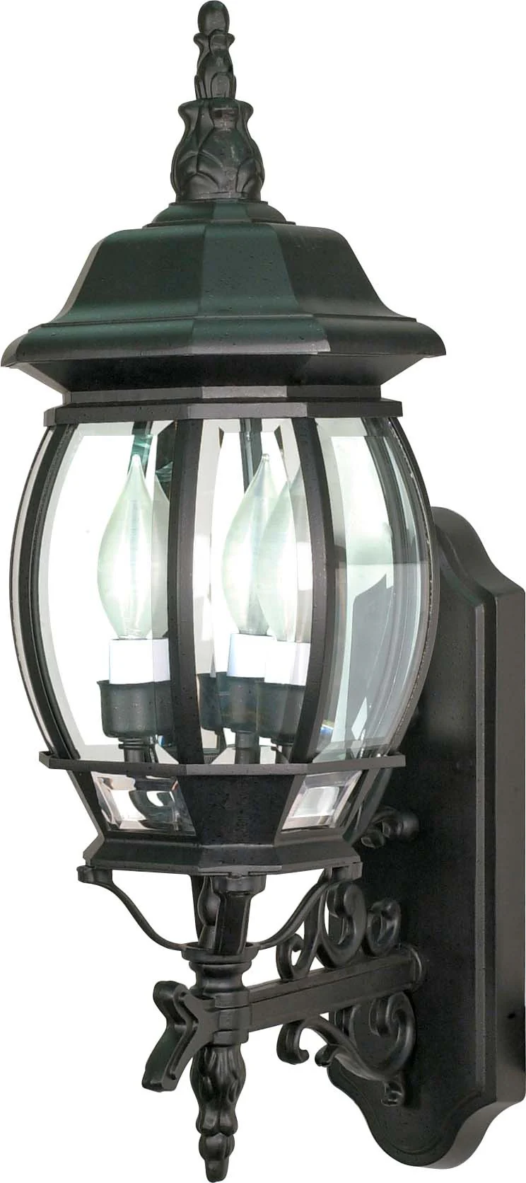 Nuvo Central Park - 3 Light - 22 inch - Wall Lantern - w/ Clear Beveled Glass