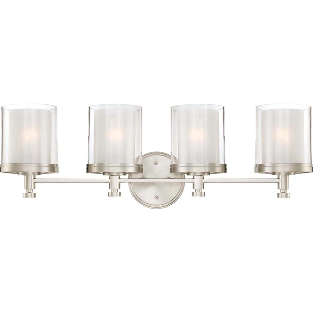 Nuvo Decker - 4 Light Vanity Fixture w/ Clear & Frosted Glass