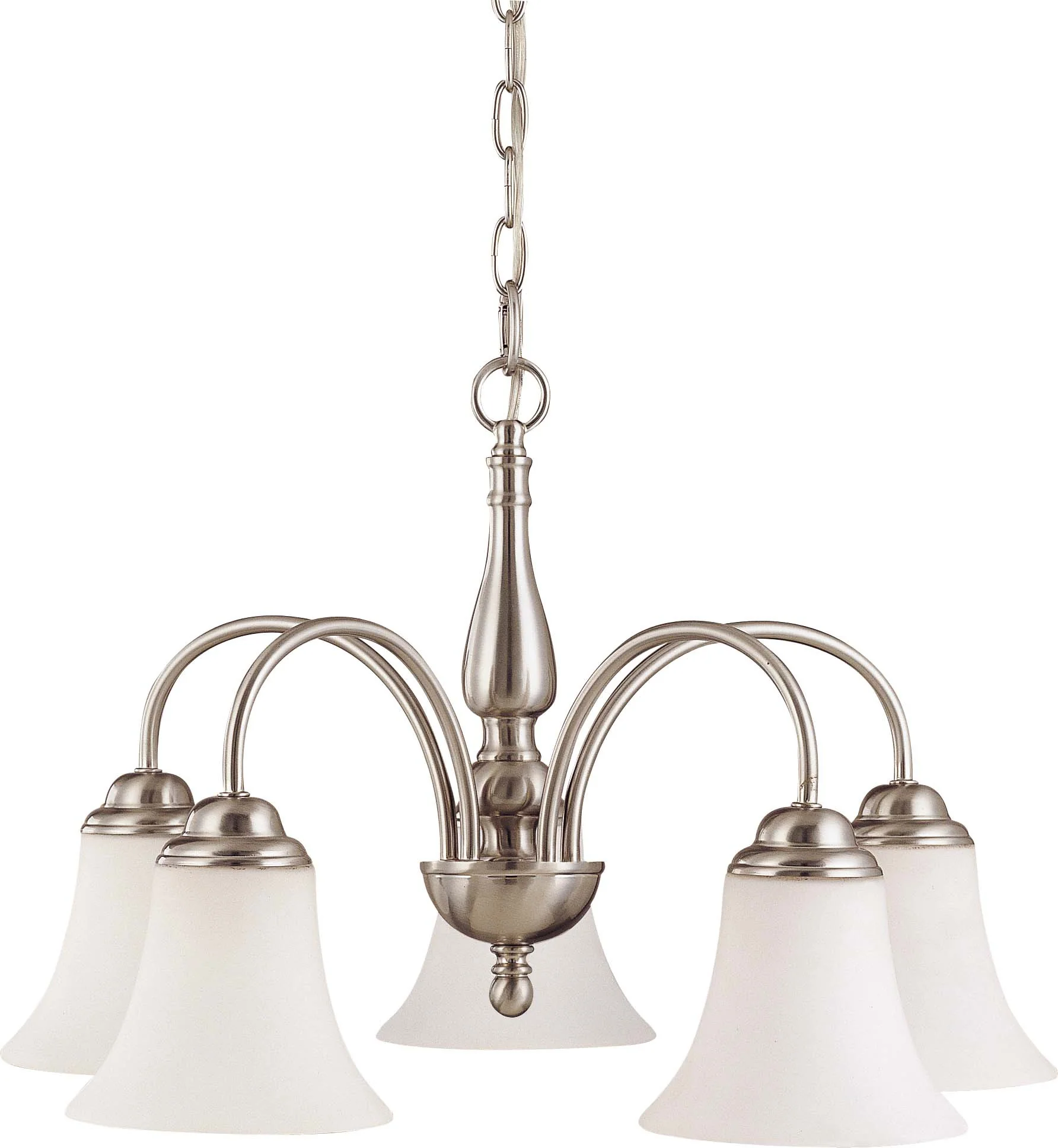 Nuvo Dupont - 5 light 21 inch Chandelier w/ Satin White Glass