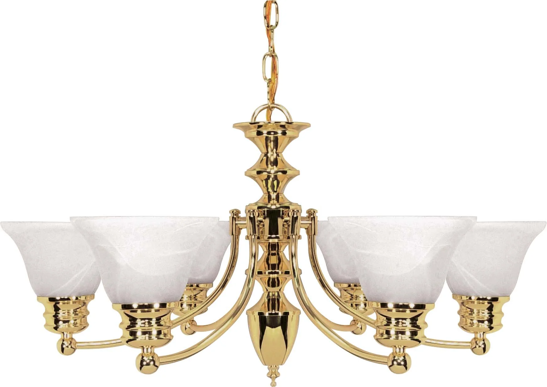 Nuvo Empire - 6 Light - 26 inch - Chandelier - w/ Alabaster Glass Bell Shades