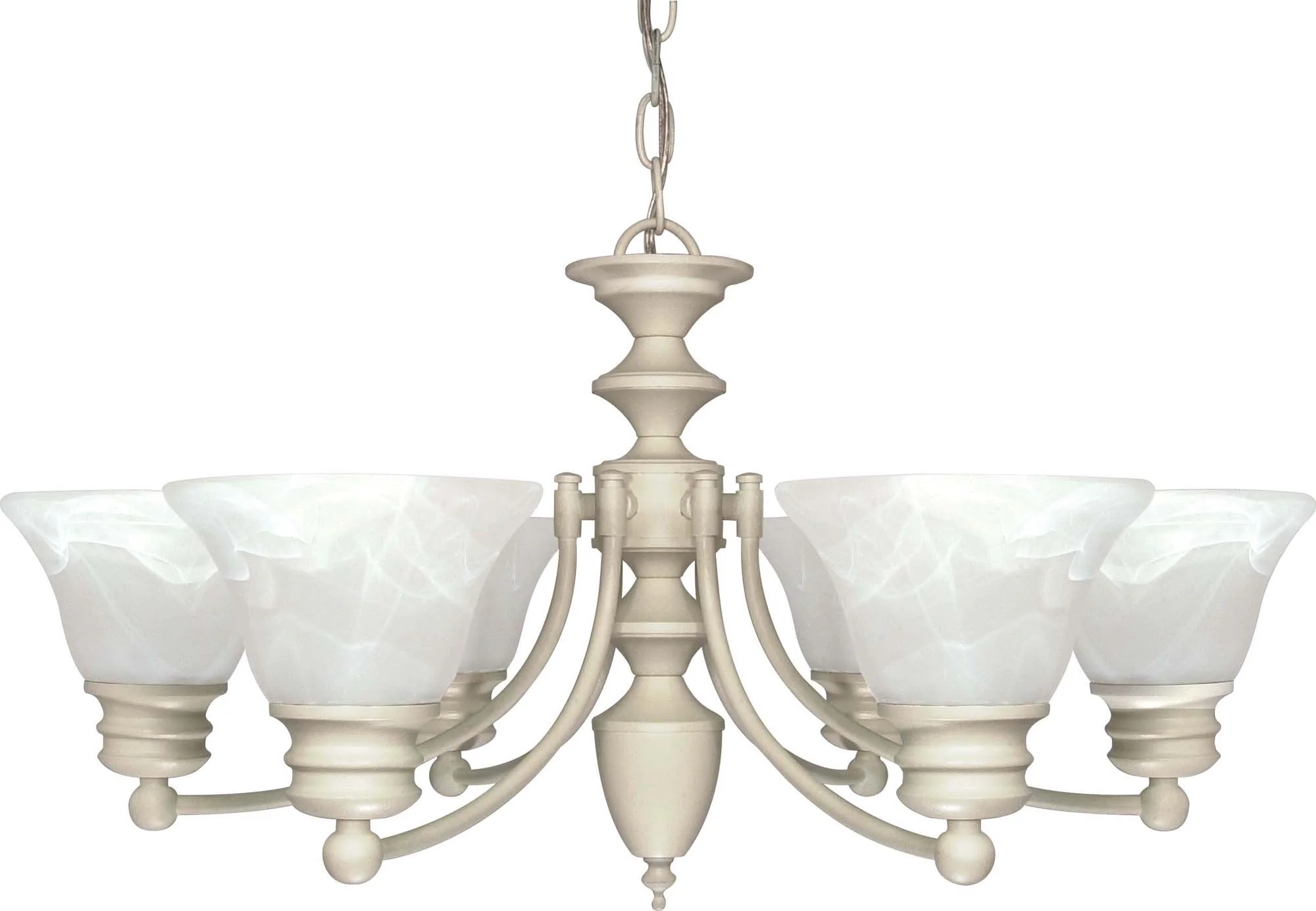 Nuvo Empire - 6 Light - 26 inch - Chandelier - w/ Alabaster Glass Bell Shades