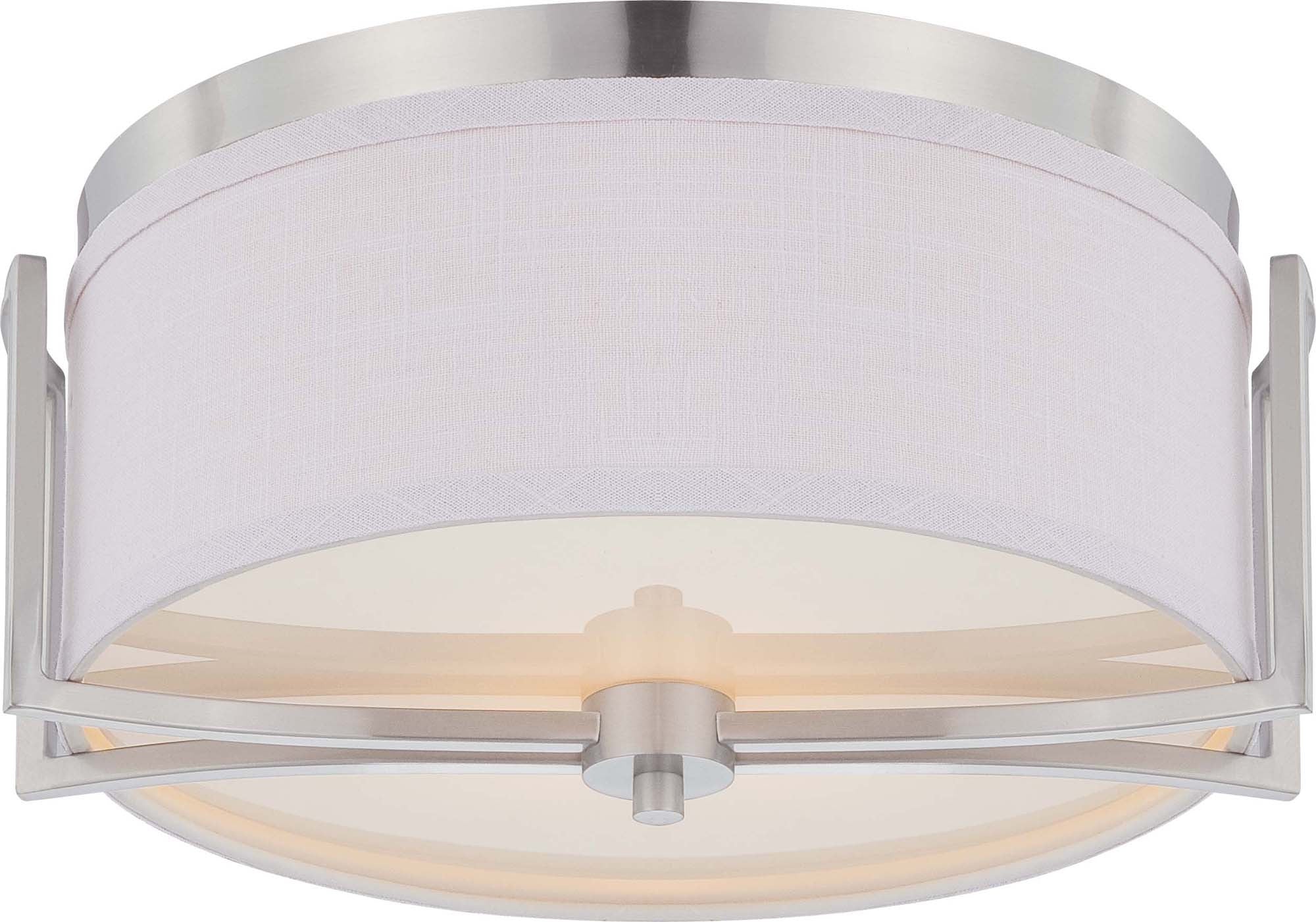 Nuvo Gemini - 2 Light Flush Dome Fixture w/ Slate Gray Fabric Shade