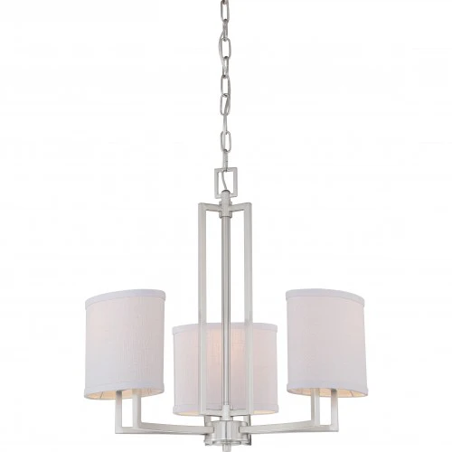 Nuvo Gemini - 3 Light Chandelier w/ Slate Gray Fabric Shades