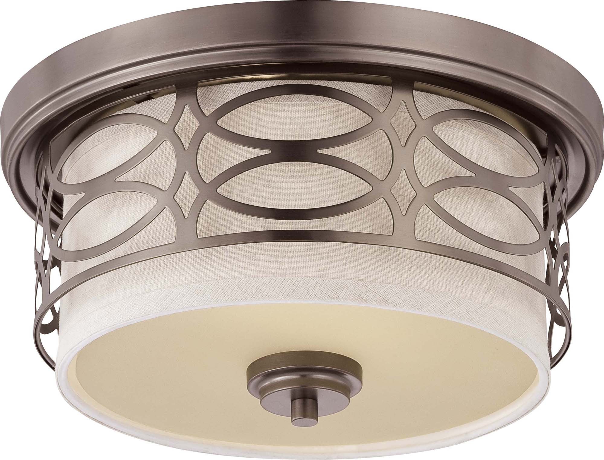 Nuvo Harlow - 2 Light Flush Dome Fixture w/ Khaki Fabric Shade - Image 2