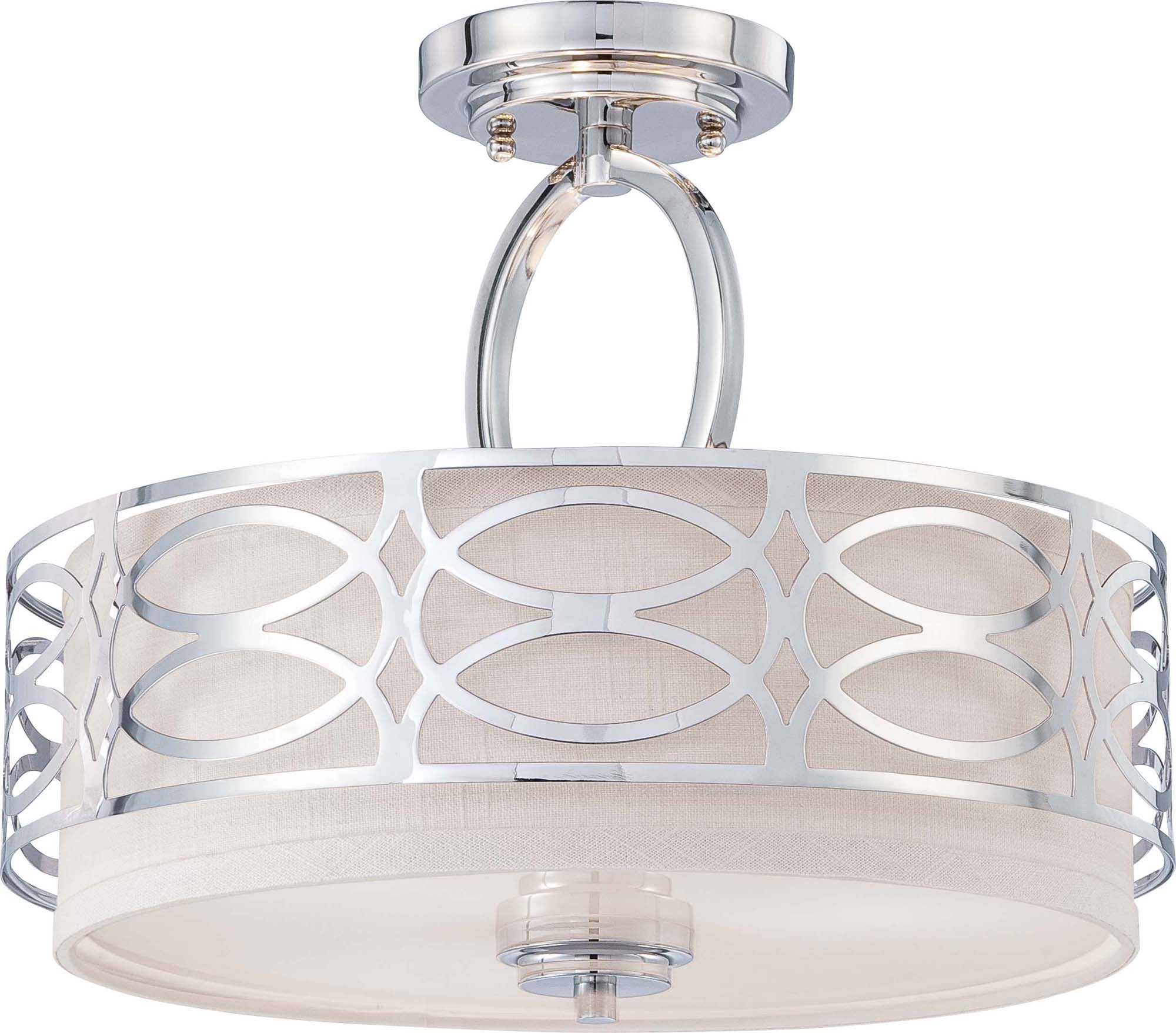 Nuvo Harlow - 3 Light Semi Flush Fixture w/ Slate Gray Fabric Shade
