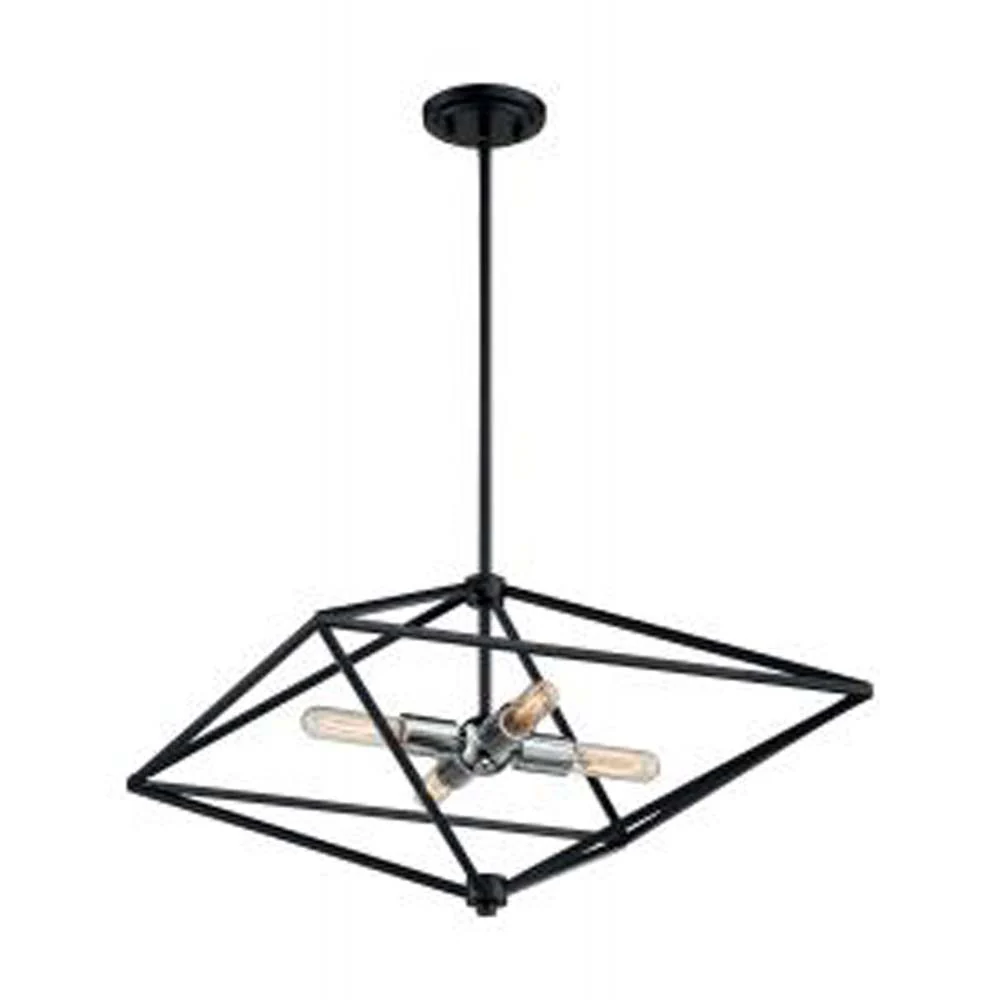 Nuvo Legend 4-Light Large Pendant w/ Black & Polished Nickel Finish