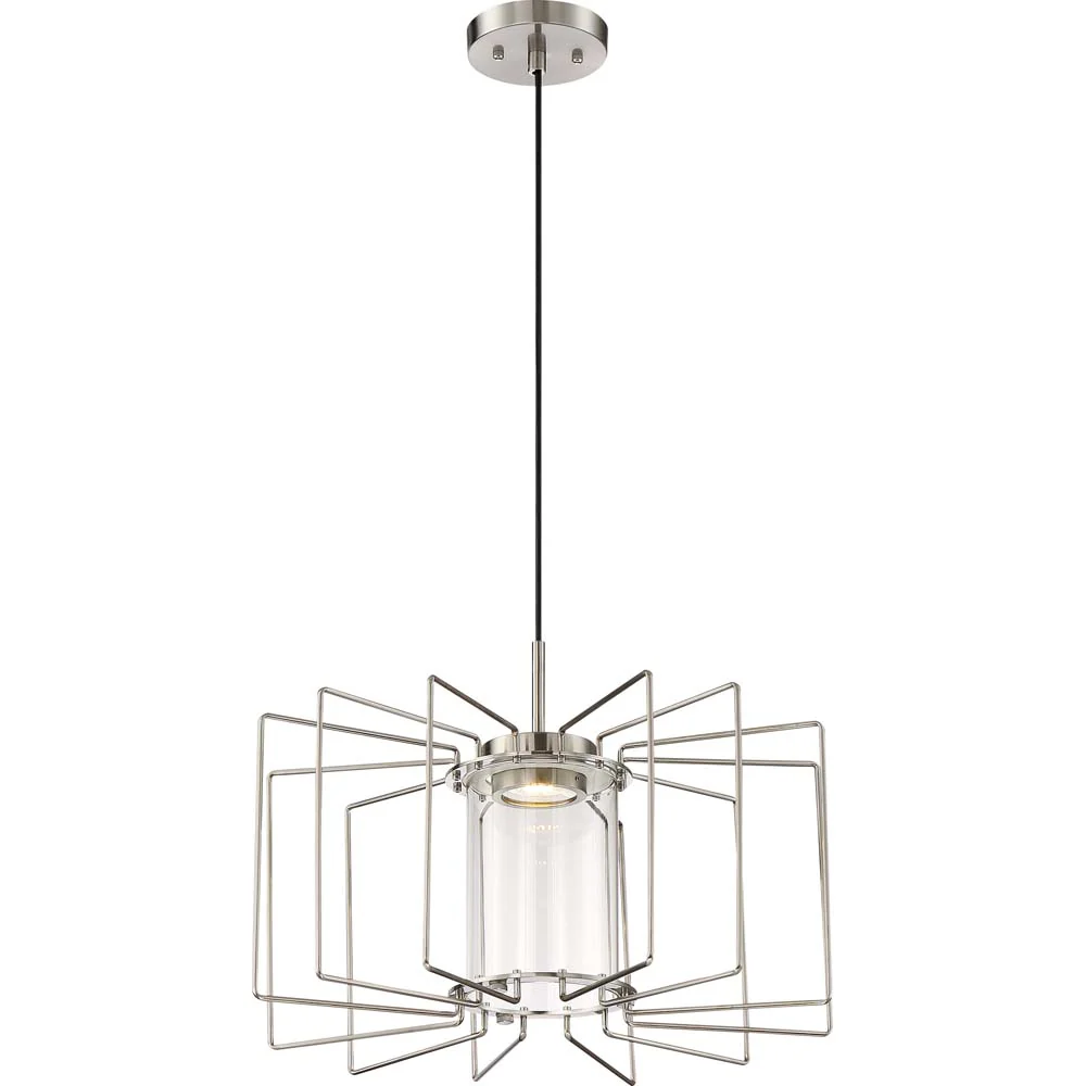 Nuvo Wired 1-Light 12w 20" LED Pendant w/ Clear Glass in Brushed Nickel Finish