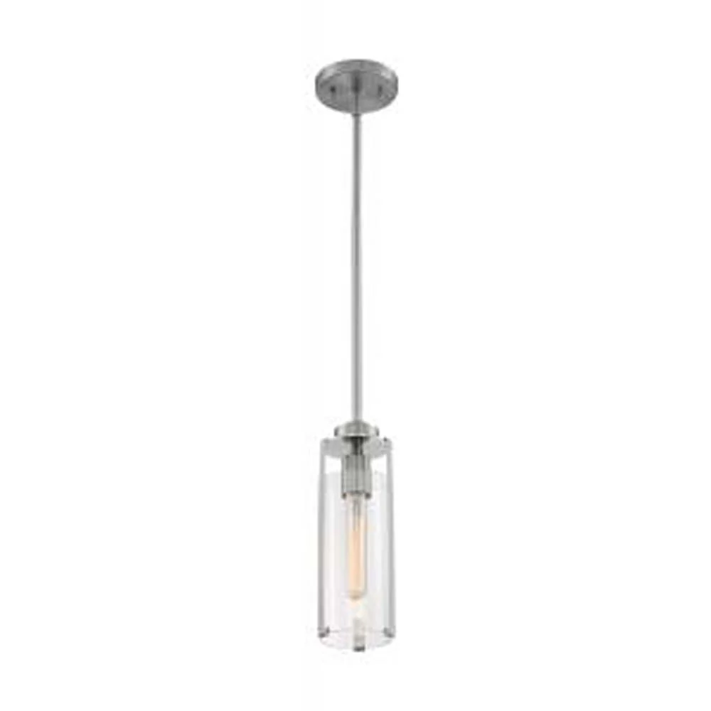 Nuvo Marina 1-Light Mini Pendant w/ Clear Glass in Brushed Nickel Finish