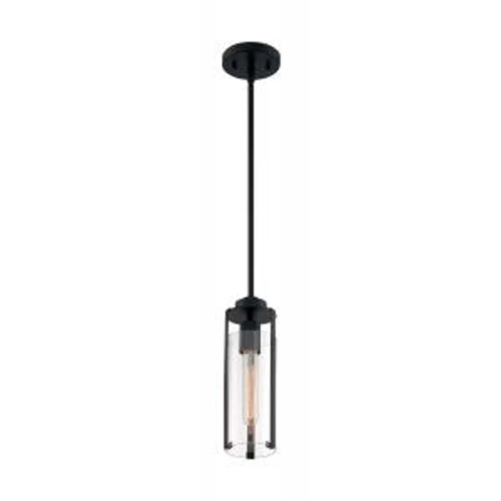 Nuvo Marina 1-Light Mini Pendant w/ Clear Glass in Matte Black Finish