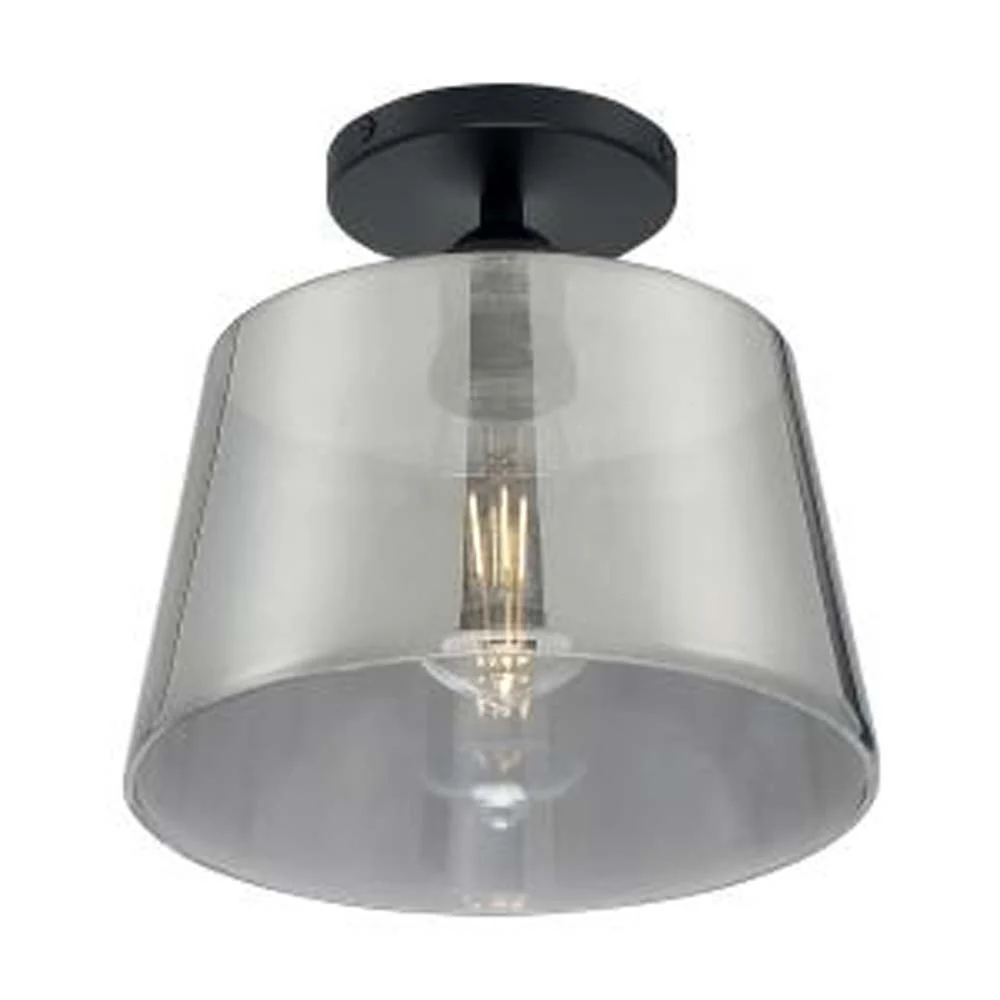 Nuvo Motif 1-Light 10" Semi Flush w/ Smoked Glass Black & Smoked Glass Finish