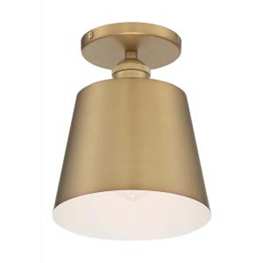 Nuvo Motif 1-Light Semi Flush w/ Brushed Brass & White Accents Finish