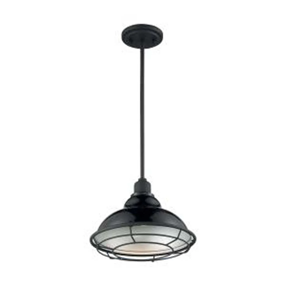 Nuvo Newbridge 1-Light Large Pendant w/ Black & Silver & Black Accents Finish