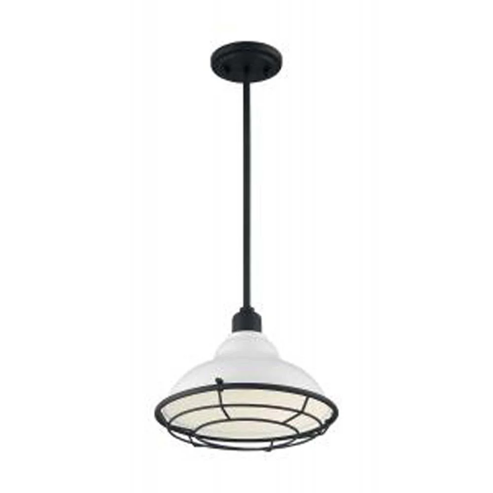 Nuvo Newbridge 1-Light Large Pendant w/ Gloss White & Black Accents Finish