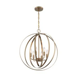 Nuvo Pendleton 6-Light Pendant w/ Burnished Brass Finish