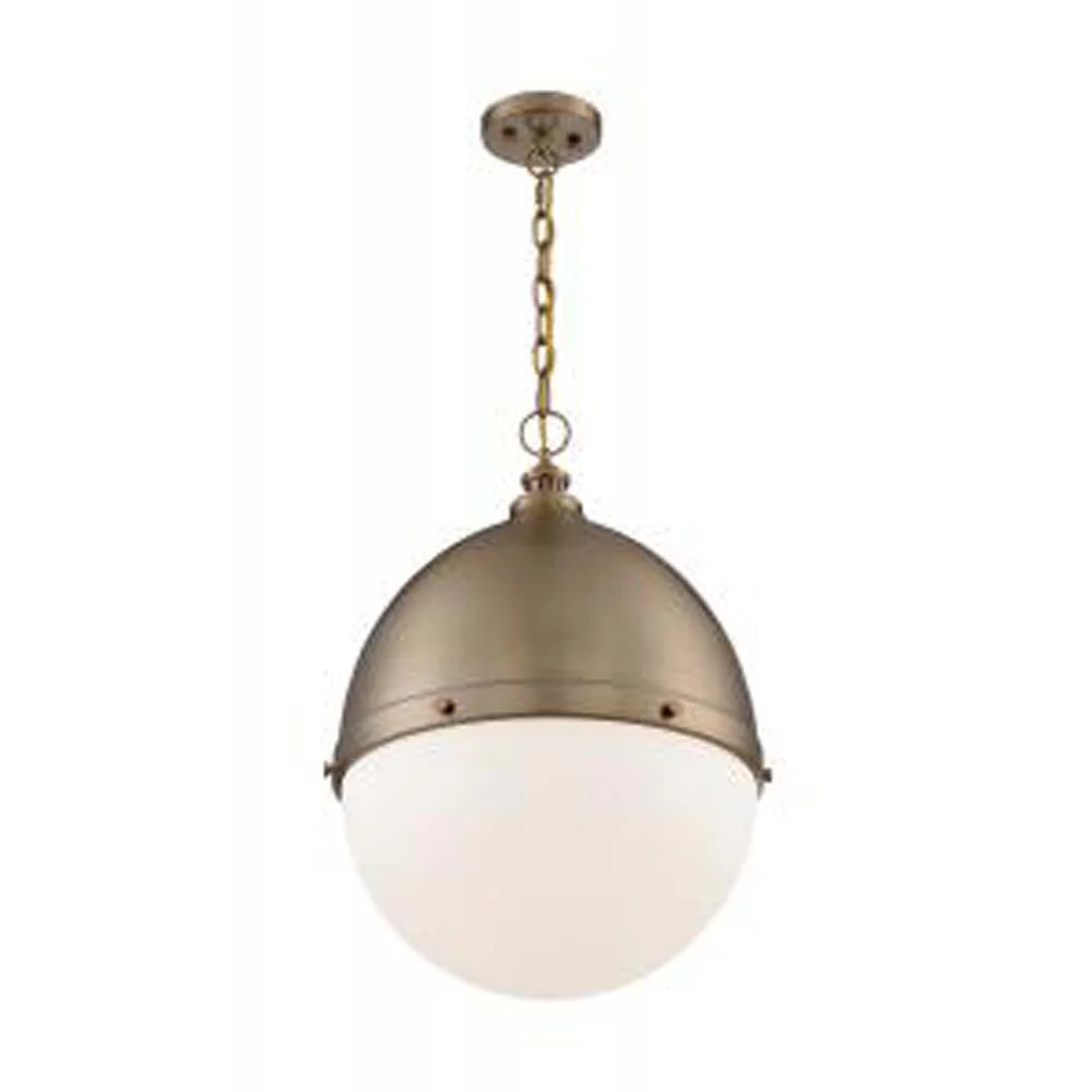 Nuvo Ronan 1-Light Large Pendant w/ Opal Glass in Burnished Brass Finish