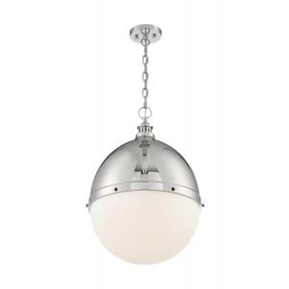 Nuvo Ronan 1-Light Large Pendant w/ Opal Glass in Polished Nickel Finish