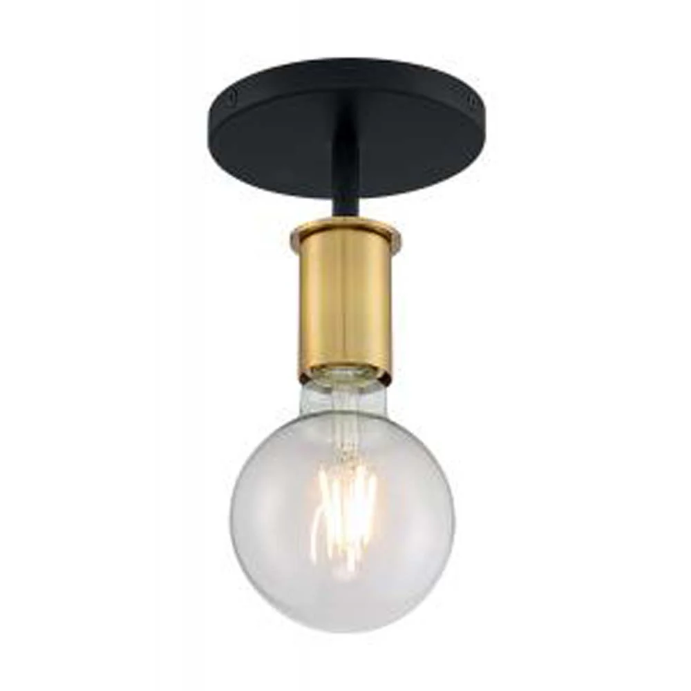 Nuvo Ryder 1-Light Semi Flush w/ Black & Brushed Brass Finish