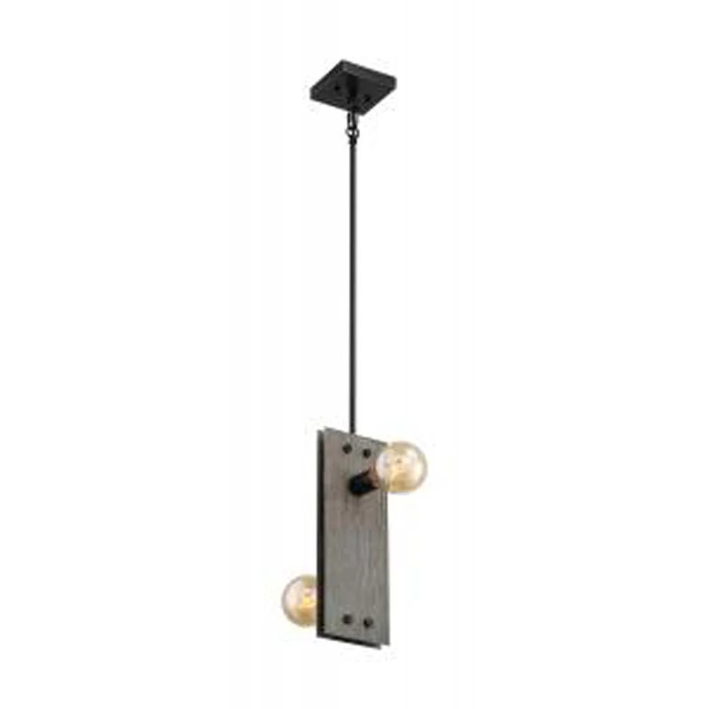 Nuvo Stella 2 Light Mini Pendant w/ DriftWood & Black Accents Finish
